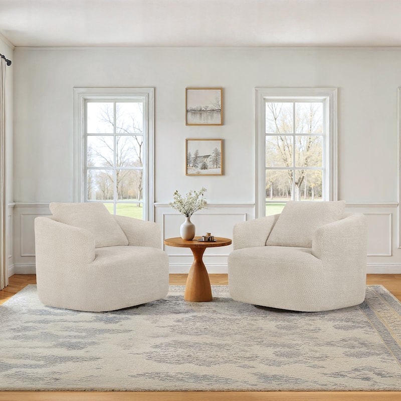 Chenille Swivel Accent Chair with Pillow