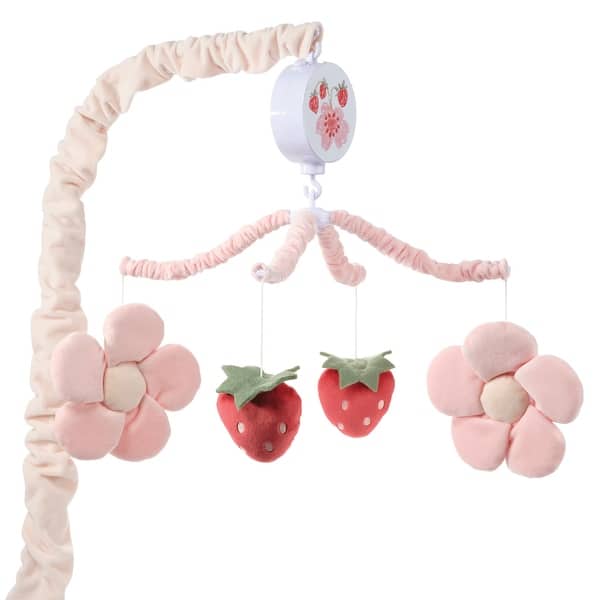 slide 2 of 7, Bedtime Originals Flower Power Strawberry Musical Baby Crib Mobile Soother Toy