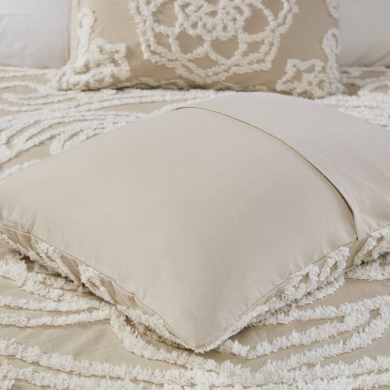 Madison Park Virginia Cotton Chenille Medallion Fringe Coverlet Set