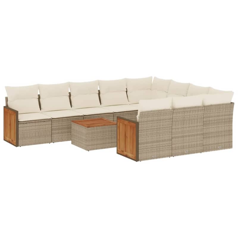 vidaXL Patio Sofa Set with Cushions Outdoor Conversation Furniture Poly Rattan