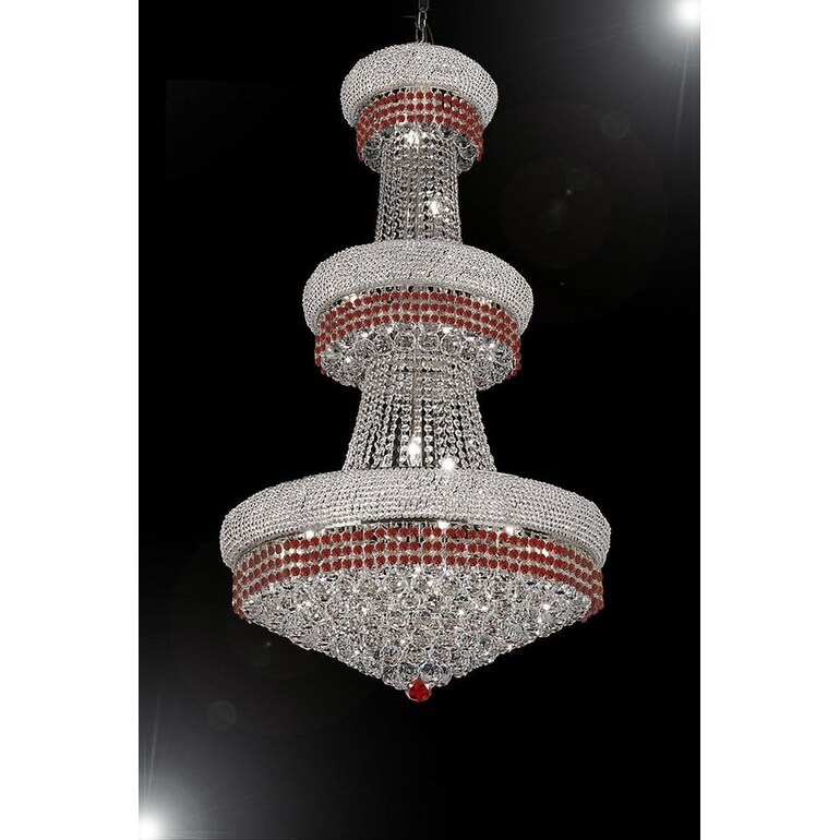 French Empire Crystal Chandelier Moroccan Style Lighting Trimmed with Ruby Red Crystal - Chandeliers For Bedrooms by Overstock.com