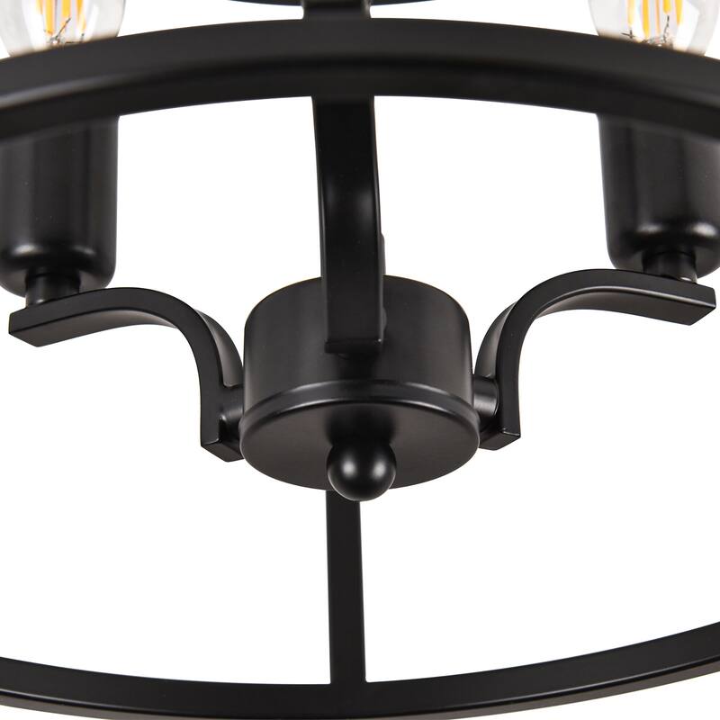 3-light Flush Mount - Matte Black - N/A