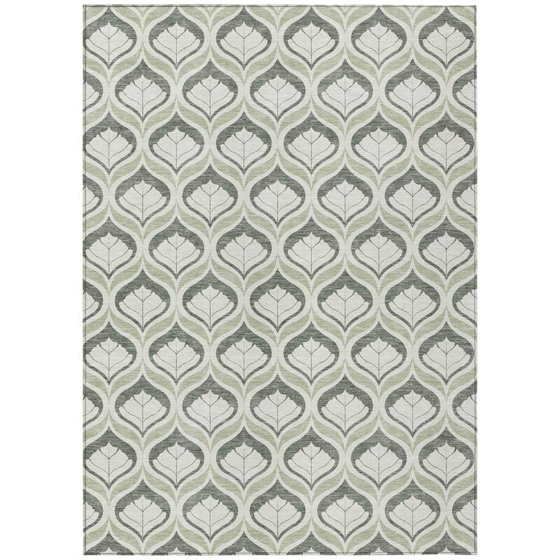 Machine Washable Indoor/ Outdoor Modern Trellis Chantille Rug