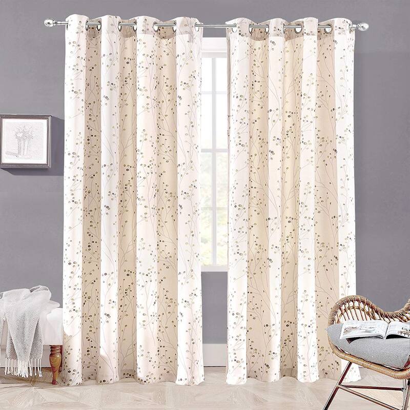 DriftAway Harper Ink Botanical Room-darkening Curtain Panel Pair