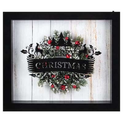 14" Black Framed 3D "Merry Christmas" LED Christmas Box Decor