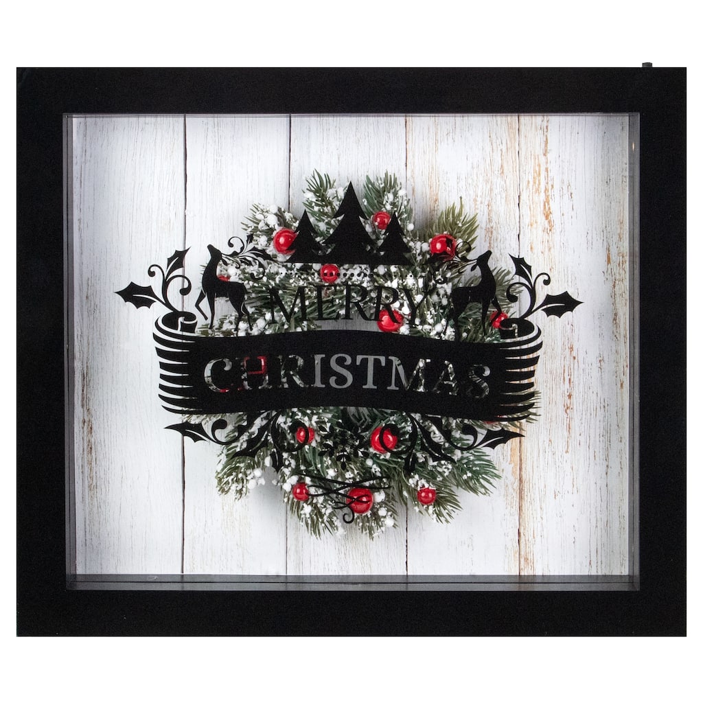 14" Black Framed 3D "Merry Christmas" LED Christmas Box Decor