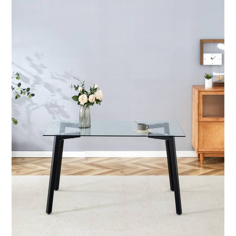 Glass Dining Table Transparent for Living Room, 130*80* 8MM