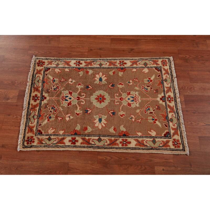 Brown Kazak Oriental Foyer Rug Hand-Knotted Wool Carpet - 2'0"x 3'0"