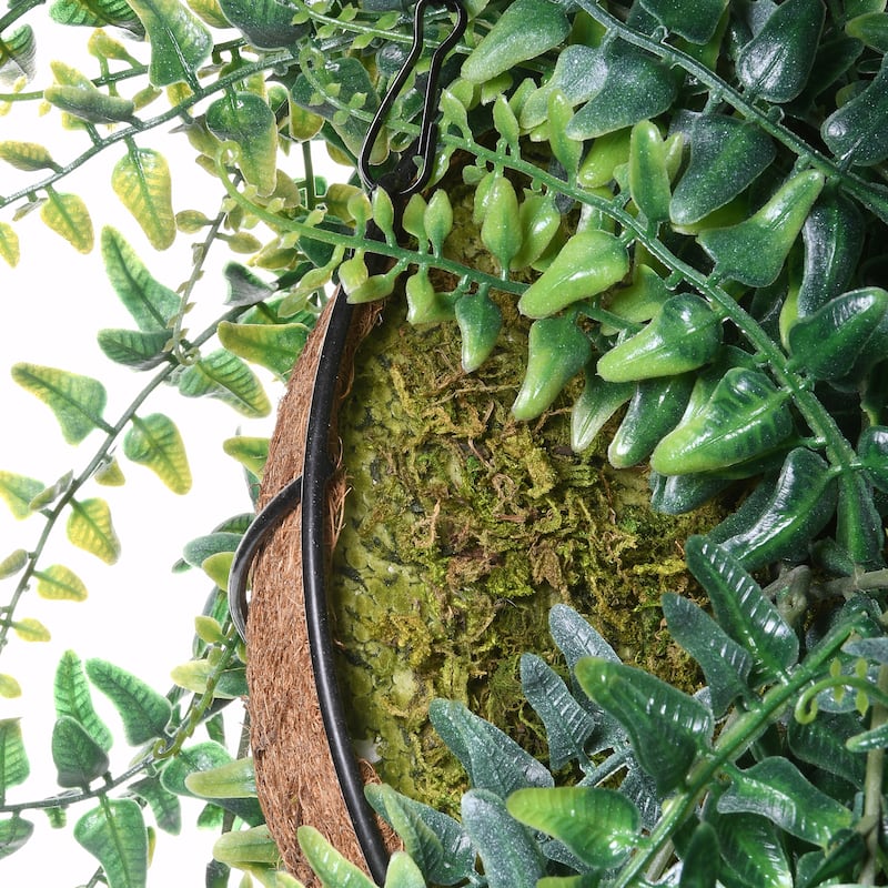 National Tree Company 21 in. Fern Leaves Hanging Basket - 21 in