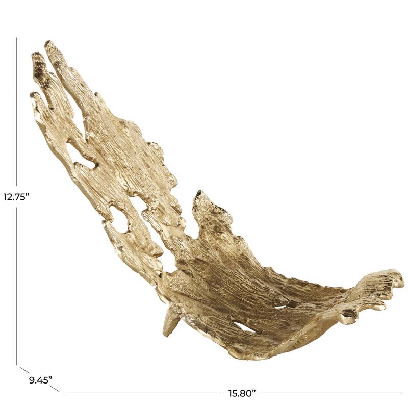 Aluminum Metal Leaf Textured Folded Leaf Decorative Bowl - Gold - Roche River Decor
