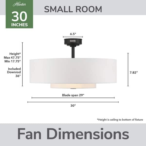 dimension image slide 3 of 4, Hunter + Jasmine Roth Fandelier 30" Brookside Ceiling Fan w/ LED Light, Handheld Remote, Chandelier