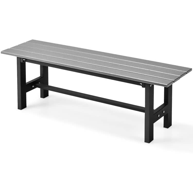 47" Outdoor Chair with Slatted Seat Plastic Coated Iron Frame - 47" x 14" x 16"