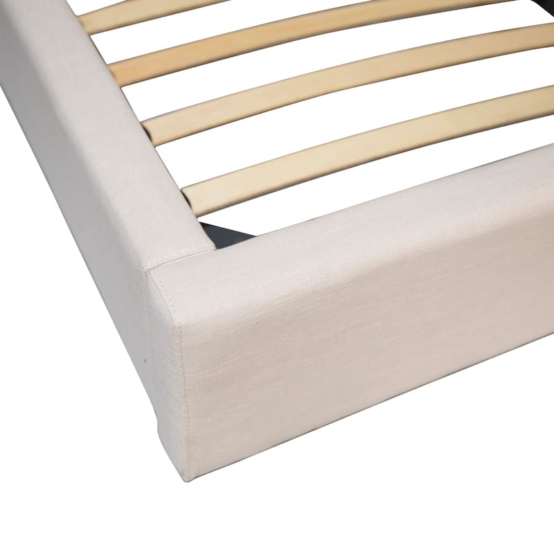 Colton White Linen Upholstered Panel Platform Bed, Eastern King