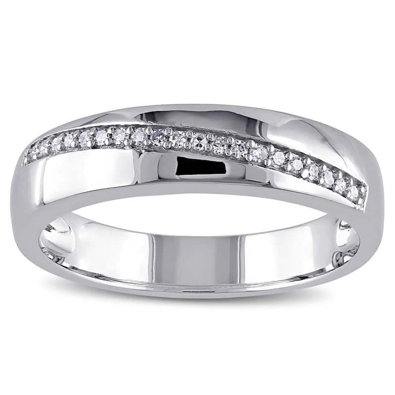 Miadora Men's Sterling Silver 1/10ct TDW Diamond Wedding Band