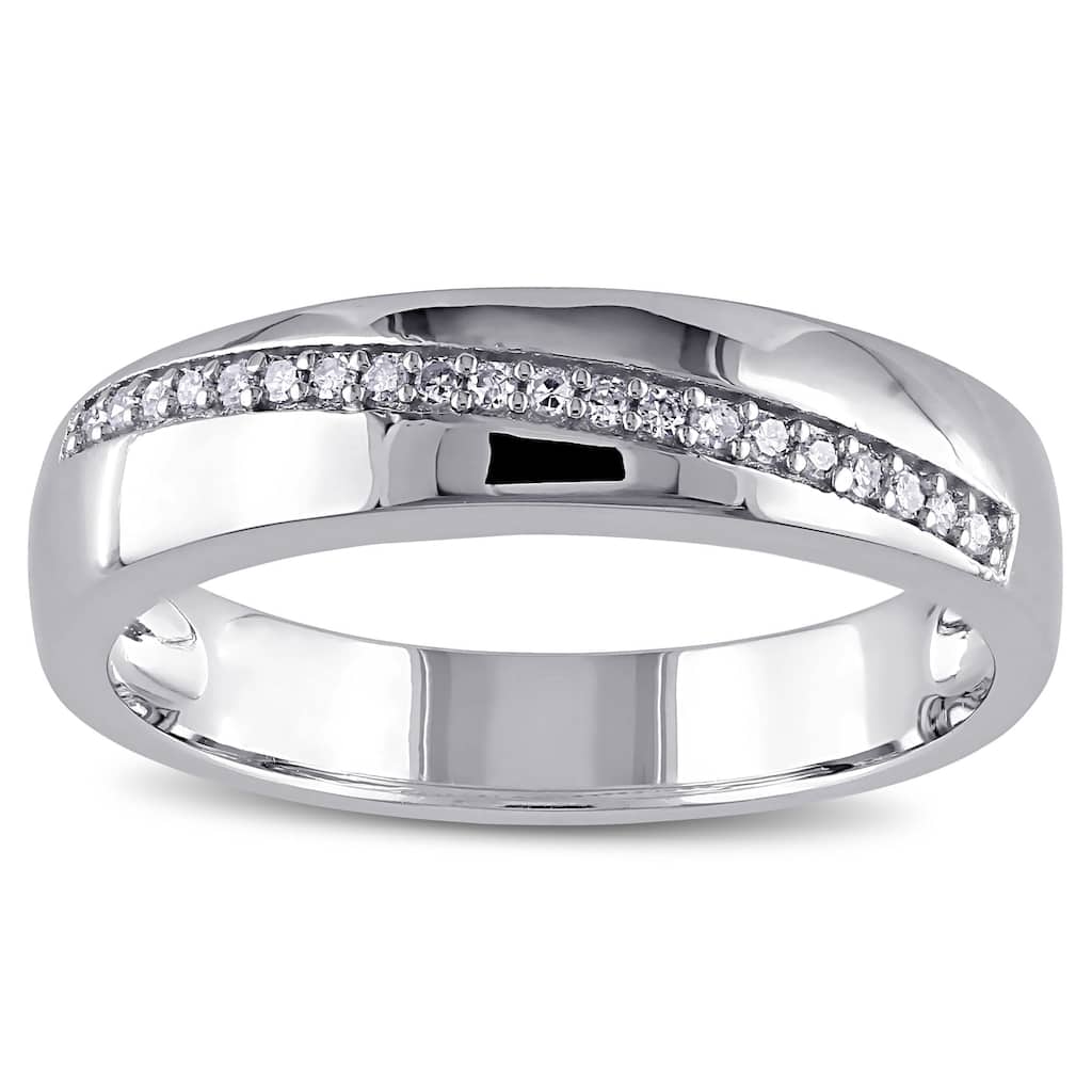 Miadora Men's Sterling Silver 1/10ct TDW Diamond Wedding Band