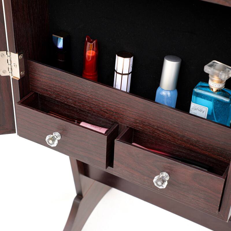 Fashion Simple Jewelry Storage Mirror Cabinet With LED Lights
