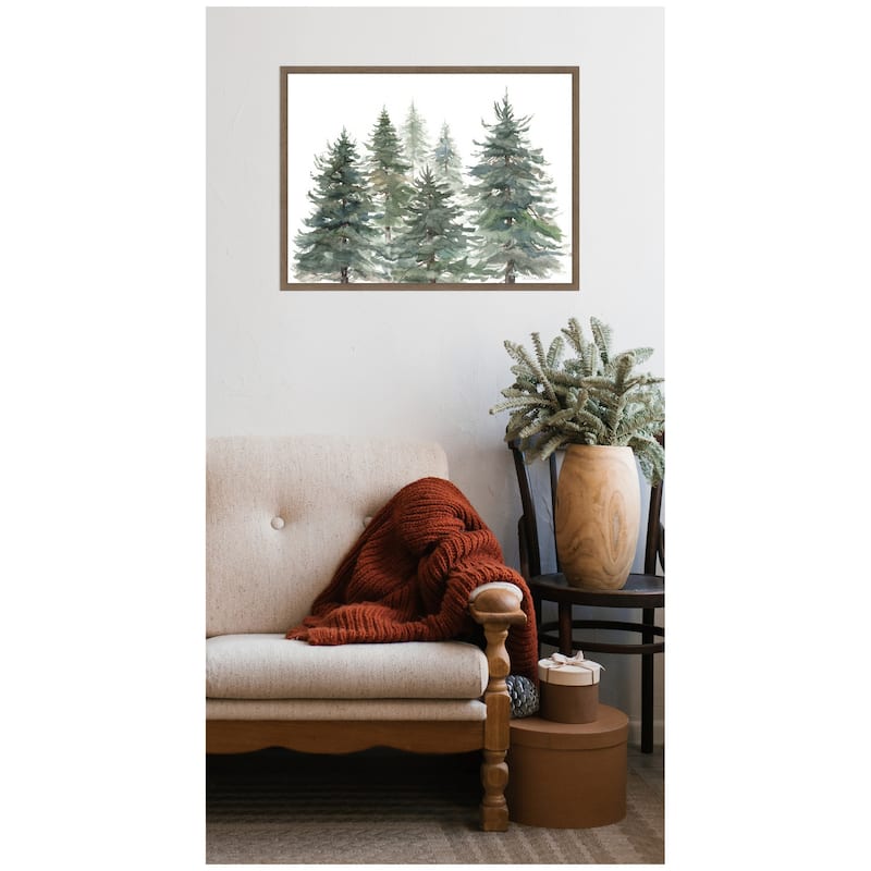 Kate and Laurel Sylvie Framed Canvas Pines And Evergreens by Patricia Shaw