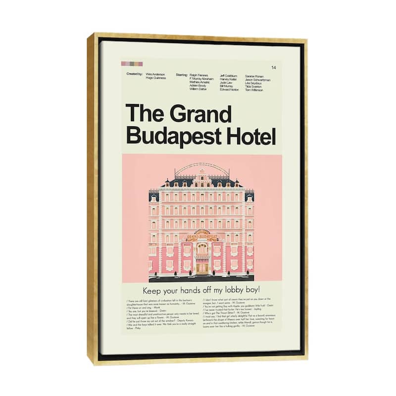 iCanvas "The Grand Budapest Hotel" by Prints and Giggles by Erin Hagerman Framed Canvas Print - Gold - 40x26