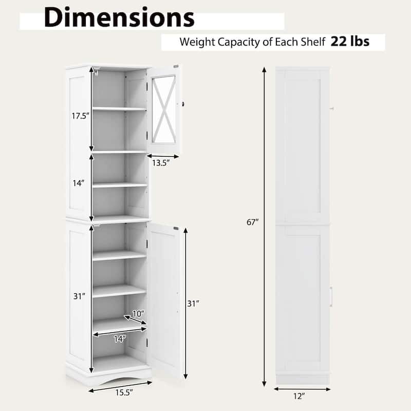 Costway 67" Tall Bathroom Cabinet Freestanding Storage Cabinet with 5 - See Details