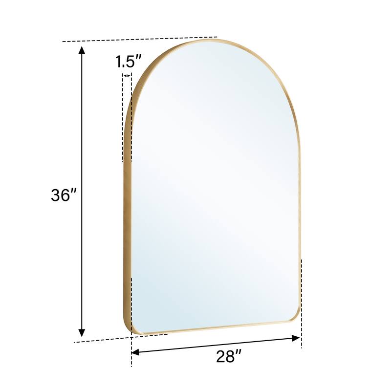 24 in./28 in. W x 36 in. H Bathroom Wall Mounted Arched Anodized Aluminum Framed Mirror