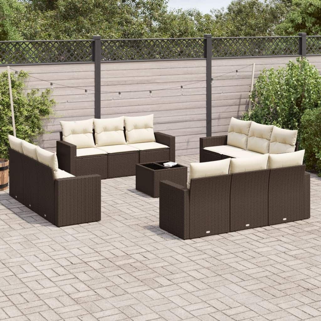 vidaXL Garden Sofa Set Brown, Cream White - 21.7 x 21.7 x 14.6