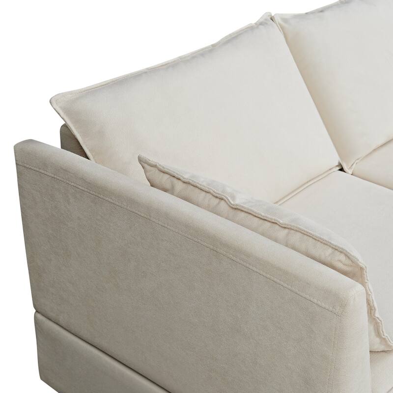 6Piece Beige Sectional Sofa Sleeper Sofa Bed with Storage Seat On