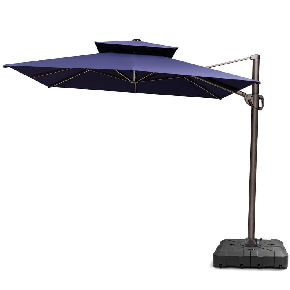 Pellebant 9X11FT Outdoor Dual Top Patio Umbrella Cantilever Offset with Base