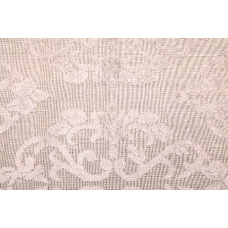 ECARPETGALLERY Hand Loomed Elysian Light Grey Viscose, Wool Rug - 8'0 x 10'1