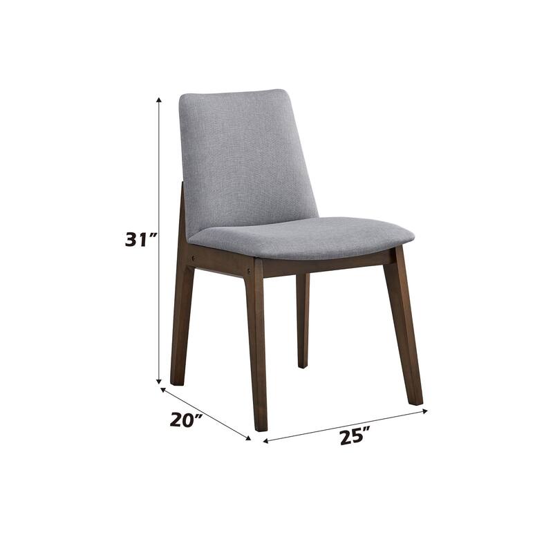 Kaela Light Gray Fabric & Walnut Finish Side Chair(Set of 2)