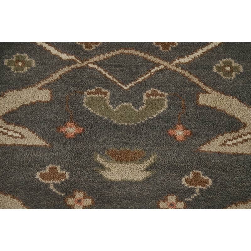 Gray Oushak Indian Area Rug Hand-Knotted Wool Carpet - 8'2" x 9'8"