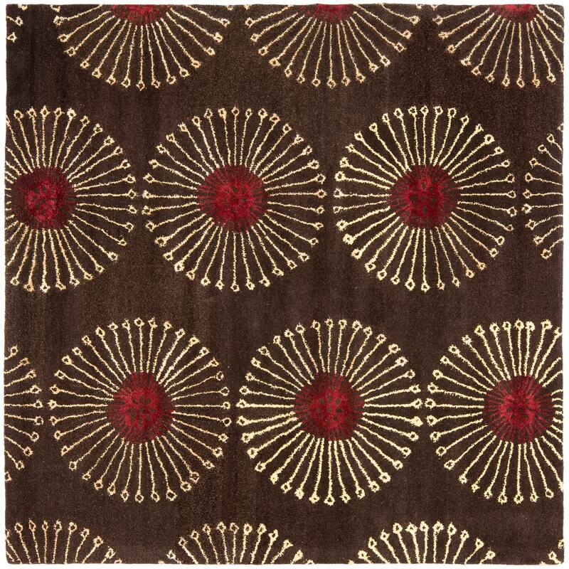 SAFAVIEH Handmade Soho Chimere Dandelion Pattern New Zealand Wool - 6' x 6' Square - Coffee/Brown - Square/Runner