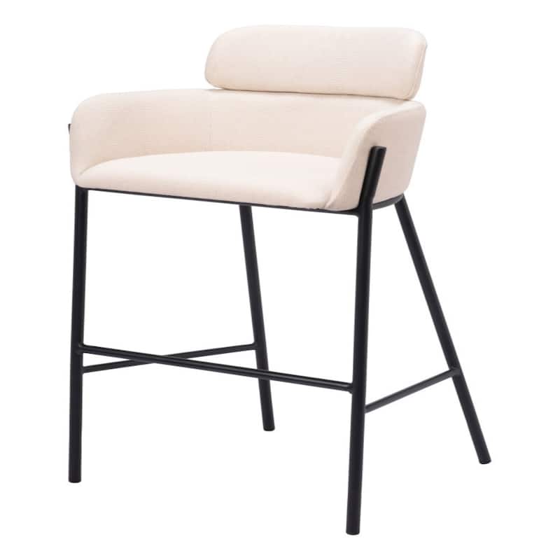 30 Inch Bar Height Chair Beige Fabric Seat with Black Steel Frame - 21.9” x 24.4” x 40.2" - Beige-Black