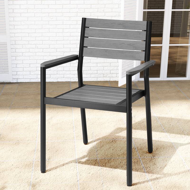 VredHom Outdoor Aluminum Stackable Dining Chairs with Armrest