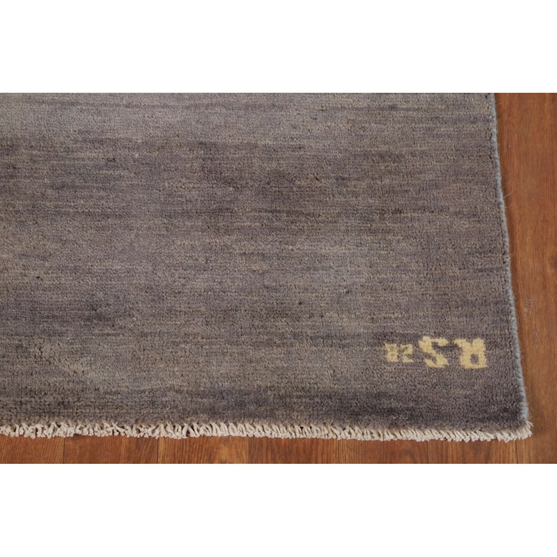 Modern Gabbeh Oriental Foyer Rug Grey Handmade Wool Carpet - 3'0"x 4'10"