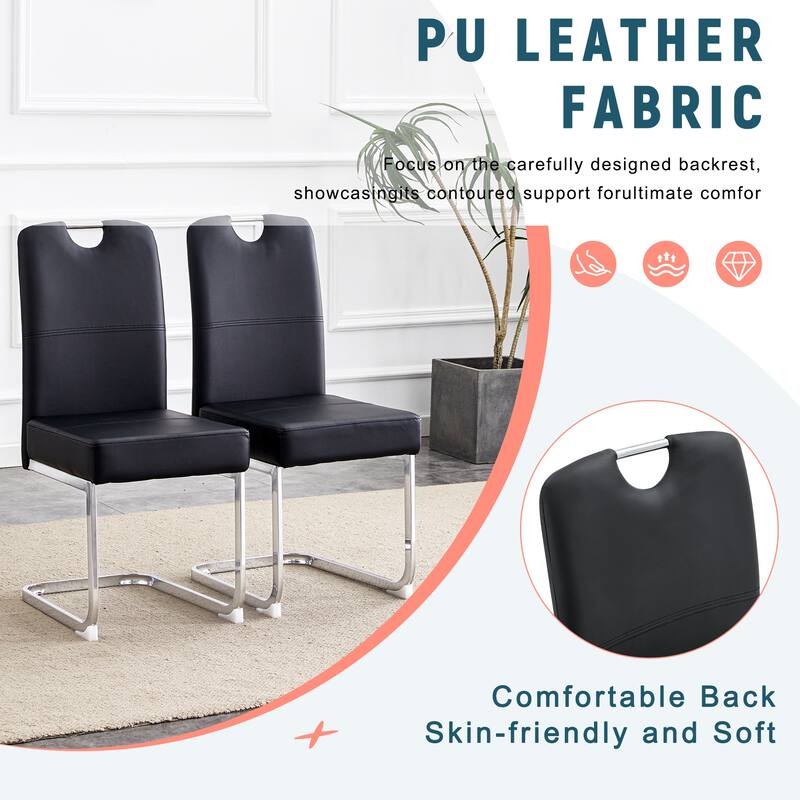 Set of 4 black thickened dining chairs with built - in spring packages and ergonomic design - perfectly blending comfort