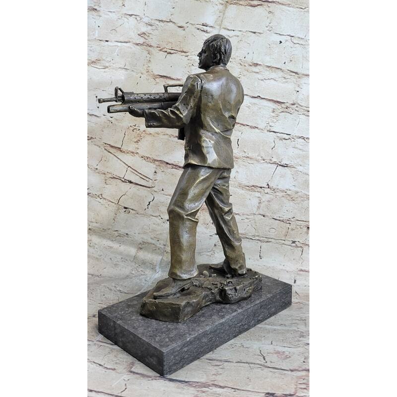 Al Pacino Scarface Say Hello To My Little Friend Bronze Statue Sculpture Figure Signed Art 14 Inches X 8 Inches