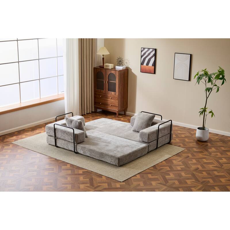 Floor Couch,Compression Sofa,Convertible Floor Sofa Bed-with Pillow Back Support Armrest,Comfy Futon Couch Lounge Sleeper Bed
