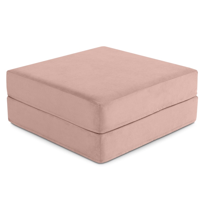Jaxx Unsofa Modular Convertible Sectional Sofa with Fold Out King Sleeper Bed - Ottoman. - Corduroy Peony Pink