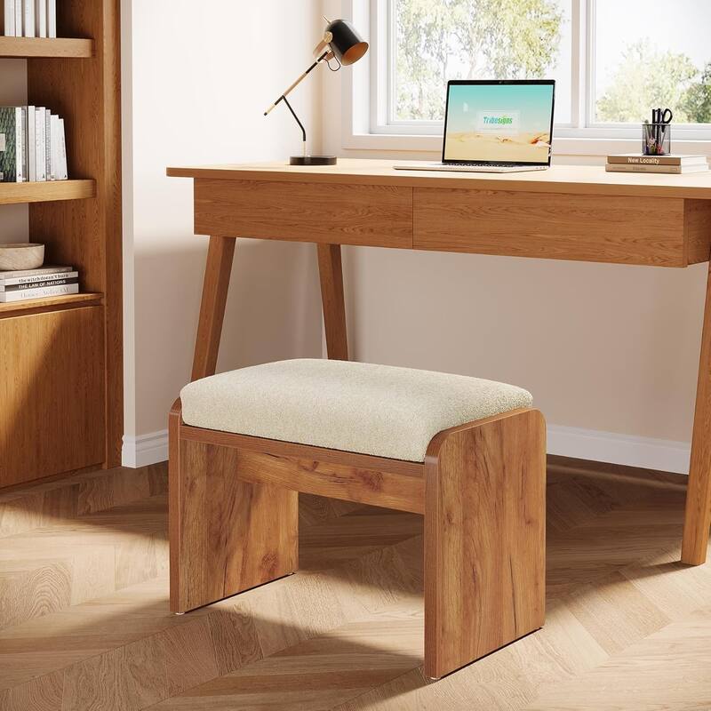 Upholstered Stool, Modern Footstool with Removable Cushion, Dressing Chair Small Ottoman Bench