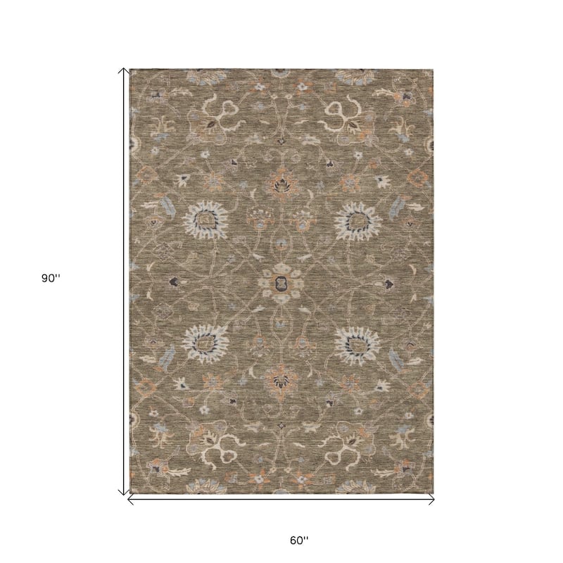 HomeRoots Floral Traditional Rectangle Outdoor Rug