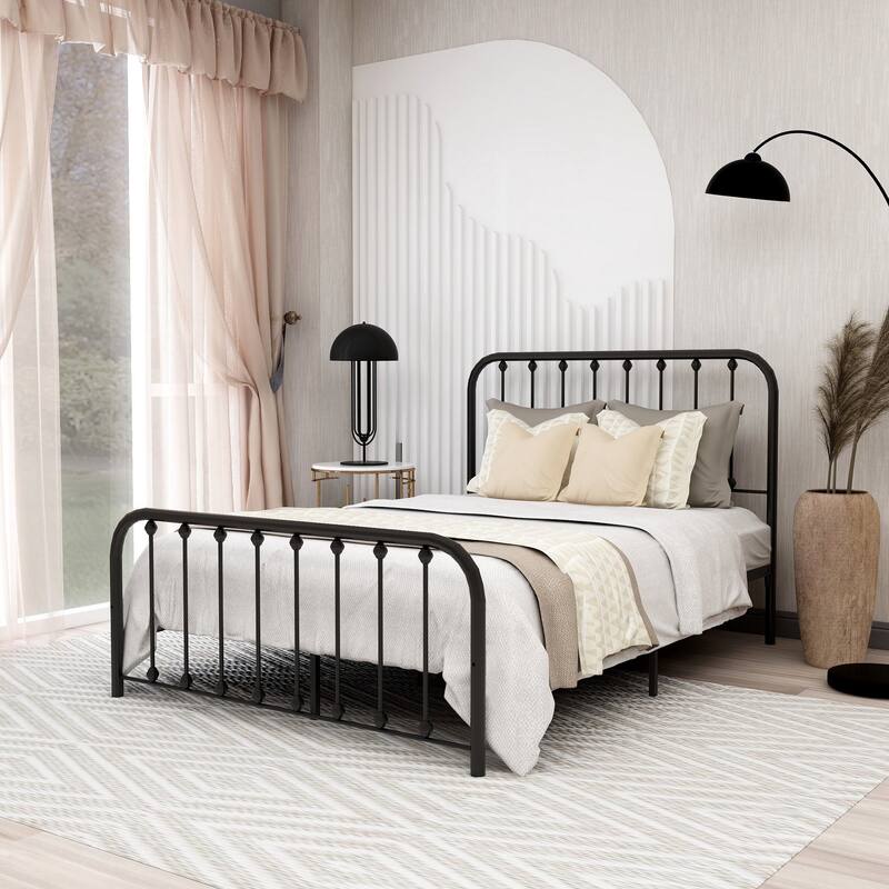 Alazyhome Sturdy Metal Platform Bed Frame - Black - Full