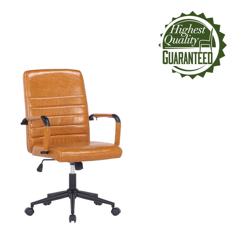 Porthos Home Francis Swivel Office Chair, PU Leather, Roller Wheels