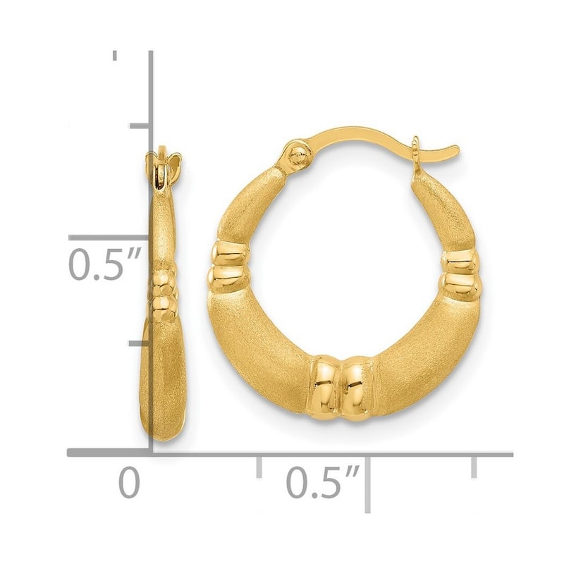 Curata 14k Yellow Gold Polished Satin Hoop Earrings - 17.8x16.5mm