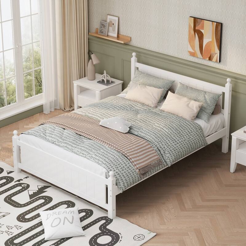 Queen Size Solid Wood Platform Bed Frame for Kids, Teens, Adults