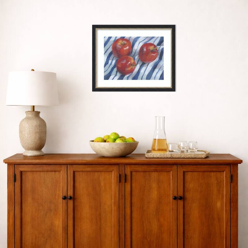 Three Red Apples by Carrie Arnold Wood Framed Wall Art Print