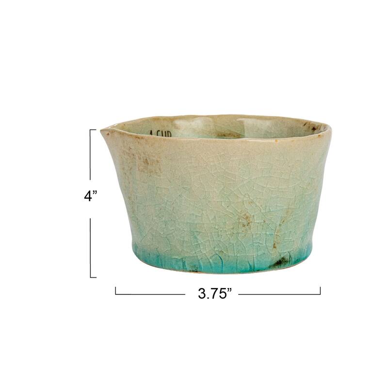 Stoneware Measuring Cups with Reactive Crackle Glaze, Set of 4 - 4.1"L x 3.8"W x 2.3"H - 4.1"L x 3.8"W x 2.3"H