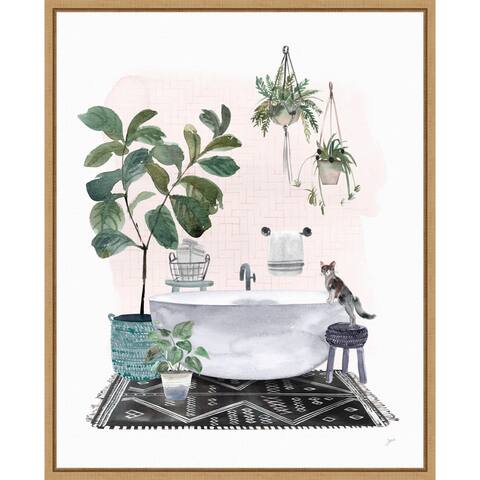 Courtyard Bath by Karyn Panganiban (16 x 20 in.), Framed Canvas Wall Art Print - Sylvie Maple