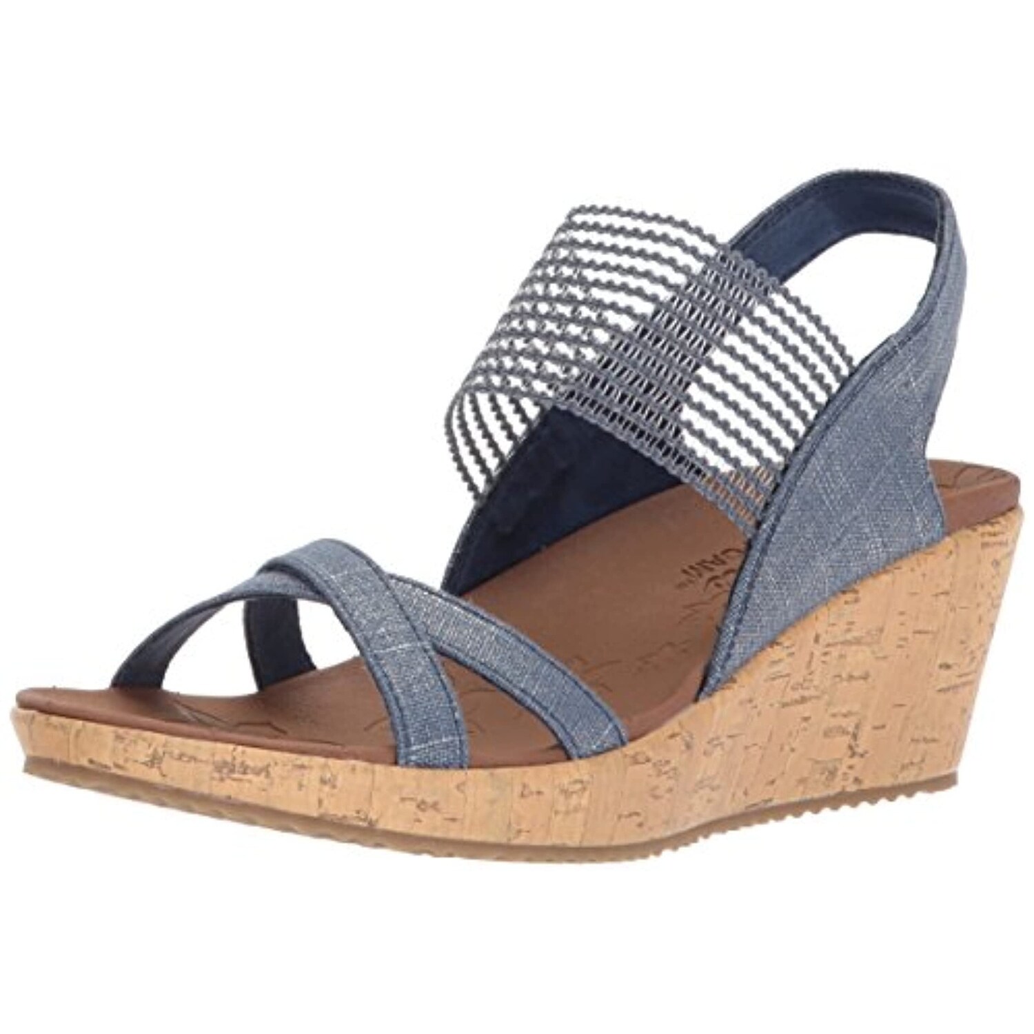 skechers navy wedge sandals