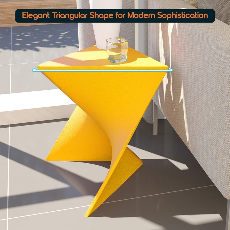 Randolph Modern Indoor Lightweight Side Table with Triangular Curved Design Accent End Table for Home Living Room or Bedroom