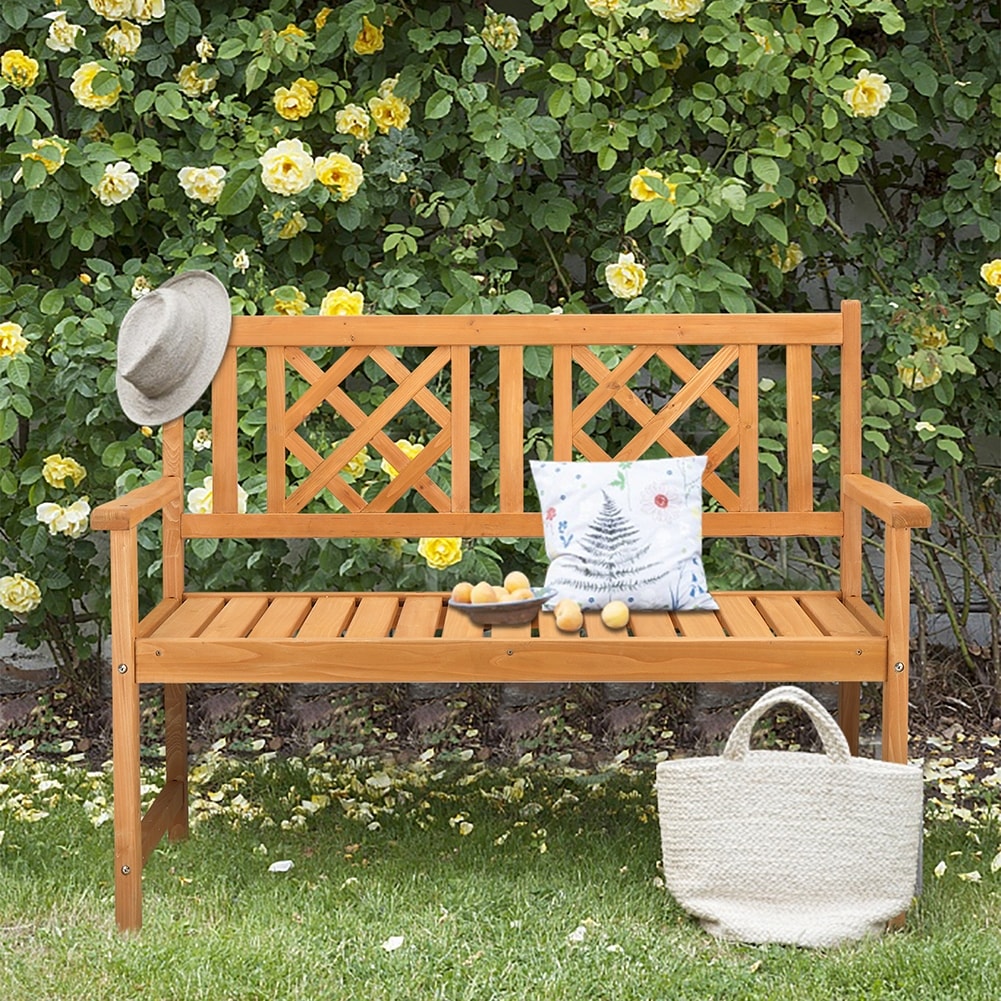 Garden bench with back online